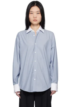Filippa K Chemise de smoking bleue en coton