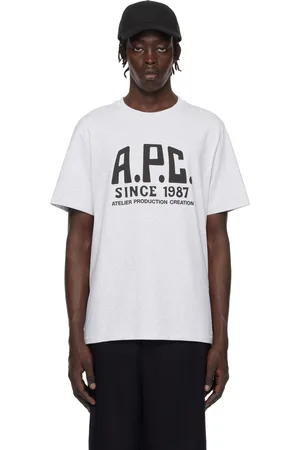 A.P.C. T-shirt gris à logo et texte imprimés