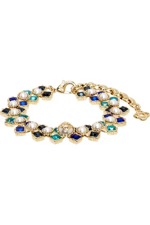 Casablanca Bracelet doré et bleu à ornements facettés et perles artificielles