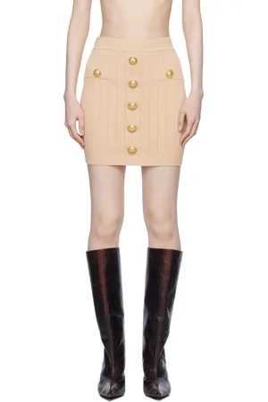 Balmain Minijupe rose en tricot à boutons