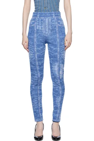 Balmain Legging bleu en tricot à image trompe l