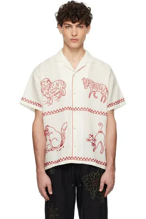 HARAGO Chemise blanc cassé à perles