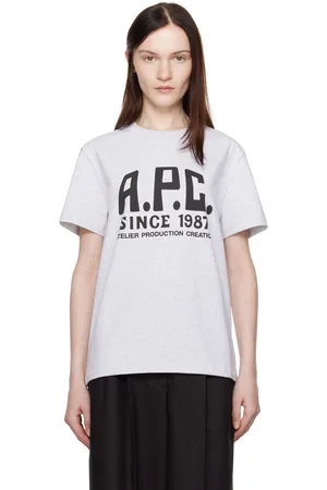 A.P.C. T-shirt gris à logo et texte imprimés