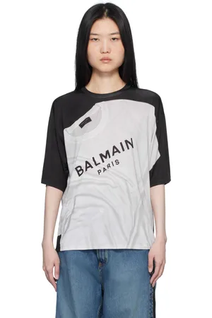 Balmain T-shirt décontracté noir et blanc à image trompe l