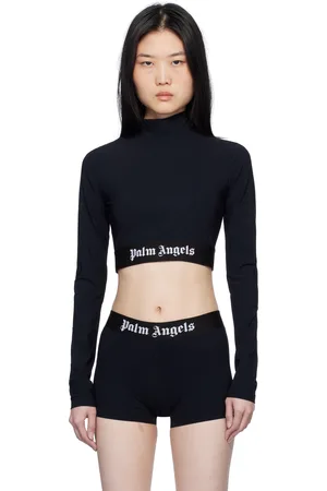 Palm Angels Haut de sport noir à logos et à col cheminée