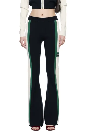 Palm Angels Pantalon de détente de style motard bleu marine et blanc cassé en tricot