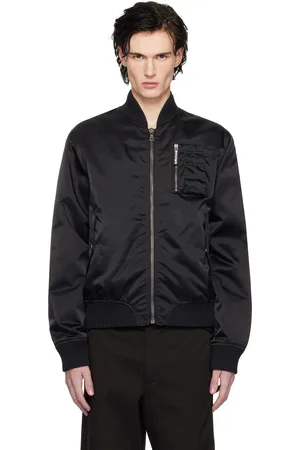 Palm Angels Blouson aviateur noir à logo incurvé