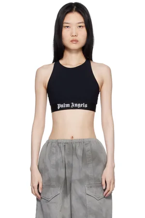Palm Angels Haut de sport écourté noir à encolure arrondie