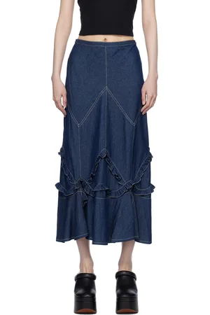 Anna Sui Jupe longue bleu marine en à volants