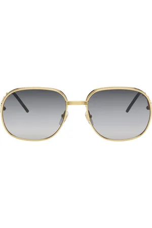 Casablanca Lunettes de soleil carrées doré et vert en métal