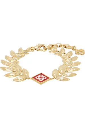 Casablanca Bracelet doré à breloques de feuilles de laurier