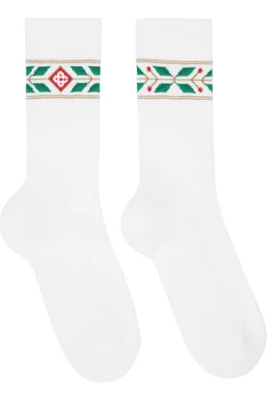 Casablanca Chaussettes de sport blanches à feuilles de laurier