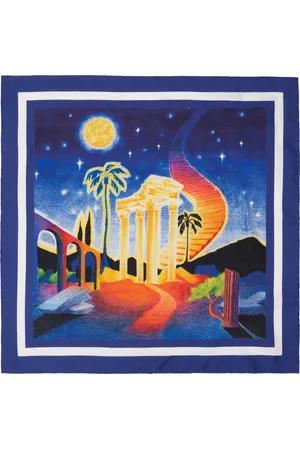 Casablanca Petit foulard bleu marine en soie