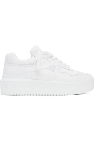 VALENTINO GARAVANI Baskets basses blanches en cuir nappa à clou One Stud et à plateforme