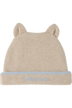 Palm Angels Bébé | Bonnet beige en tricot à logo brodé