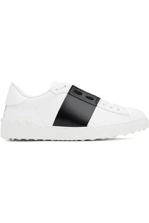 VALENTINO GARAVANI Baskets Open blanc et noir en cuir de veau