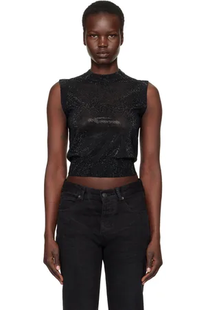Alexander Wang Débardeur noir à col cheminée et à appliqués thermocollés