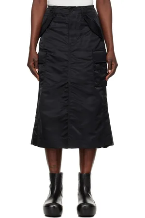 SACAI Jupe midi noire en sergé de nylon