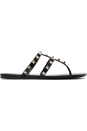 VALENTINO GARAVANI Sandales à enfiler noires à clous Rockstud
