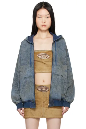 Diesel Pull à capuche Hari bleu en denim à effet délavé