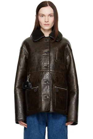 Saks Potts Blouson réversible Ada brun en cuir