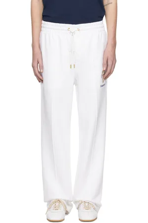 Casablanca Pantalon de survêtement blanc à image de losange et de colonne brodée