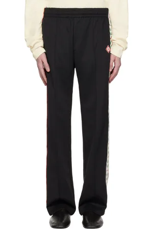 Casablanca Pantalon de survêtement noir à garnitures à feuilles de laurier