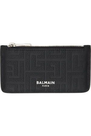 Balmain Porte-carte noir en cuir