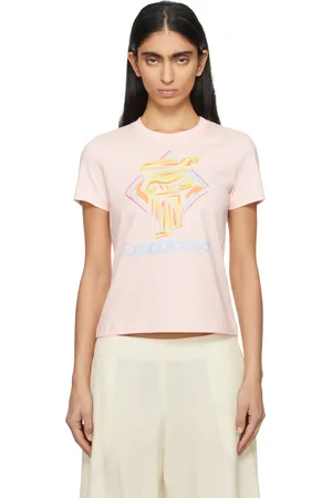 Casablanca T-shirt rose à images de colonne à logo