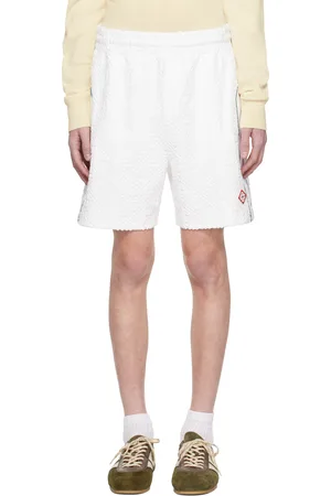Casablanca Short blanc cassé en tissu éponge à monogrammes en jacquard