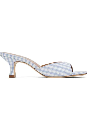 Staud Sandales de style mule à petit talon Brigitte bleu et blanc