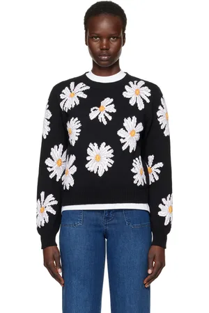 Moschino Pull noir à motif de marguerites imprimé