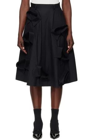 Moschino Jupe midi noire en popeline à appliqués de col