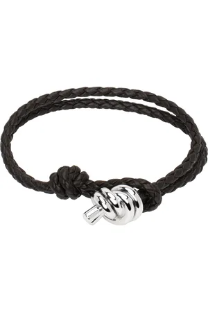 Bottega Veneta Bracelet brun en cuir à ornement noué