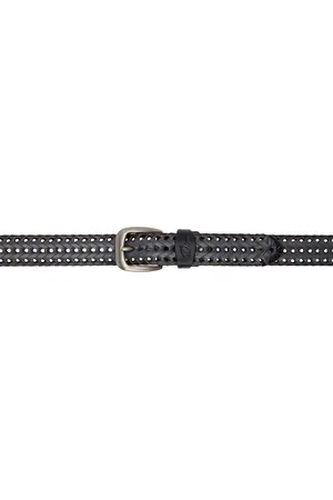 DIME Ceinture noire en cuir tressé