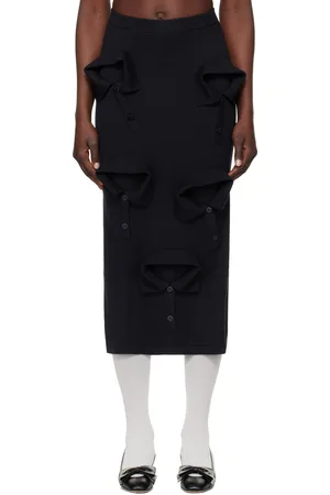 Moschino Jupe midi bleu marine en tricot à appliqués de col