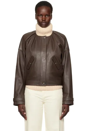 Saks Potts Blouson Margreta brun en cuir