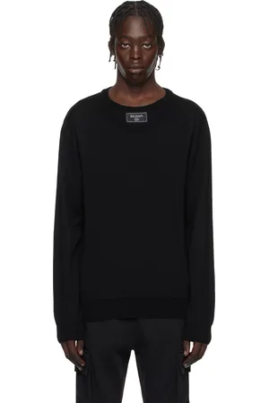 Balmain Pull noir en tricot à deux cols
