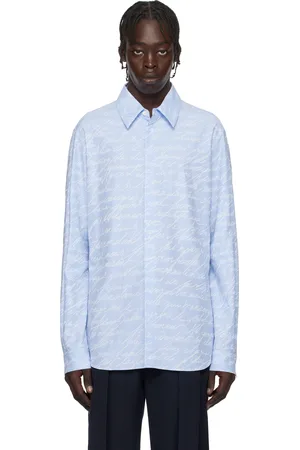 Balmain Chemise bleue à textes imprimés