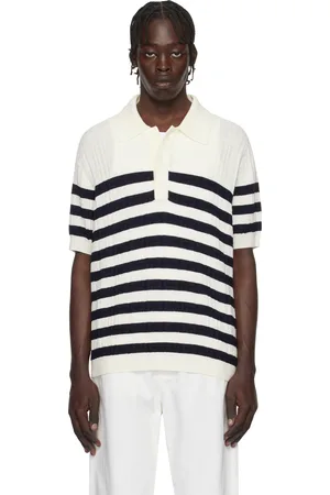 Balmain Polo blanc cassé en tricot à rayures