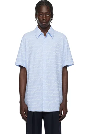 Balmain Chemise bleue à textes imprimés