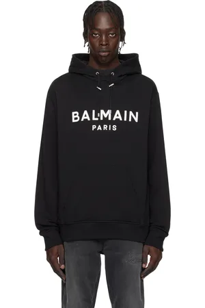 Balmain Pull à capuche noir à logo imprimé