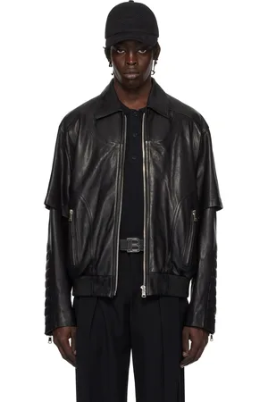 Balmain Blouson étagé noir en cuir