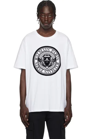 Balmain T-shirt blanc à logo circulaire