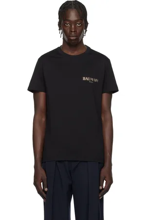 Balmain T-shirt noir à logo rétro en gel