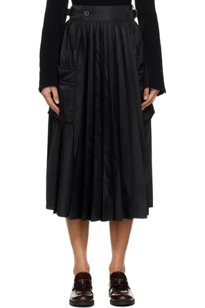 SACAI Jupe midi noir en sergé