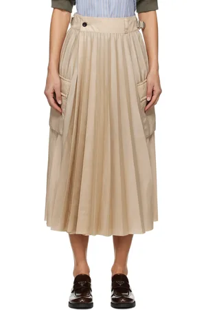 SACAI Jupe midi beige en sergé