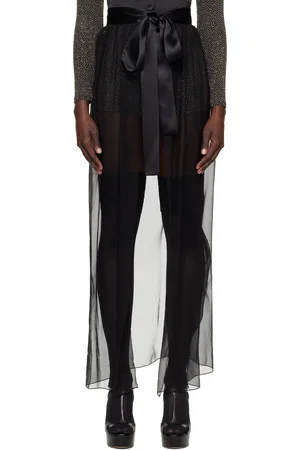 Dolce & Gabbana Jupe longue noire en crêpe chiffon de soie