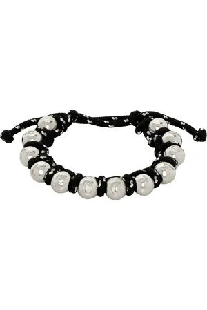 Balenciaga Bracelet Malibu argenté et noir à perles