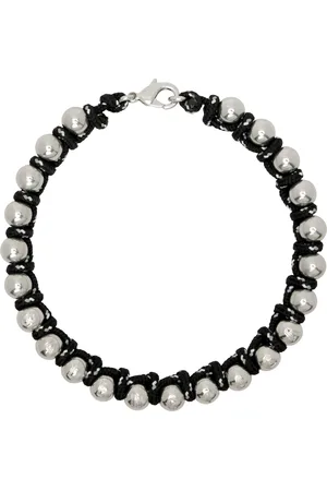 Balenciaga Ras-du-cou Malibu argenté et noir à perles